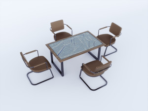 Furniture office table with map Modelo 3D