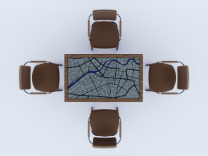 Furniture office table with map 3D Model