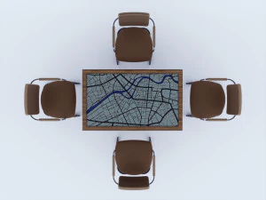 Furniture office table with map 3D Model