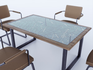 Furniture office table with map 3D Model