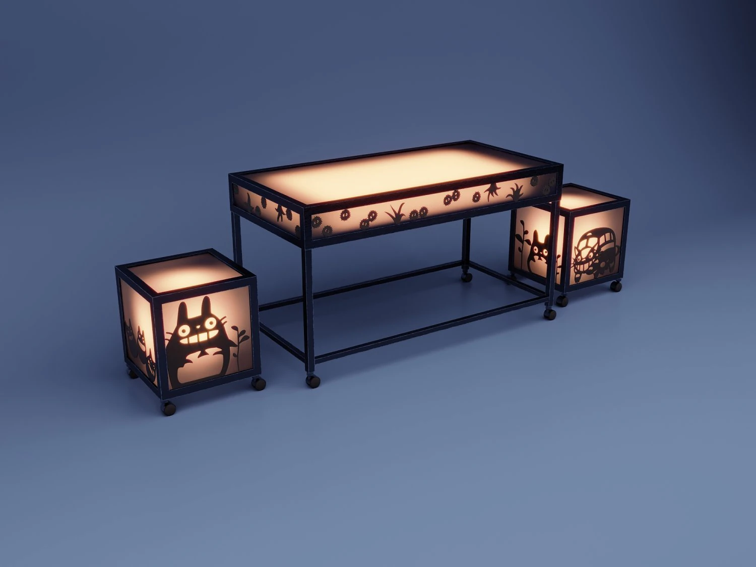 Sci-fi glow totoro anime furniture set 3D Model .c4d .max .obj .3ds .fbx .stl .blend