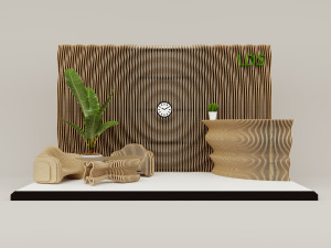 Parametric wood furniture office set - reception 3D मॉडल