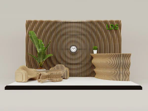 参数化木制家具办公套件-接待处 3D 模型