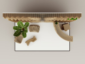 Parametric wood furniture office set - reception 3D मॉडल