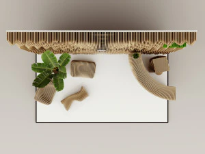 参数化木制家具办公套件-接待处 3D 模型