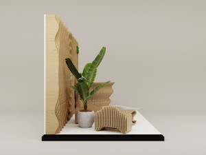 Parametric wood furniture office set - reception 3D मॉडल
