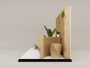 参数化木制家具办公套件-接待处 3D 模型