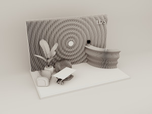 Parametric wood furniture office set - reception 3D मॉडल