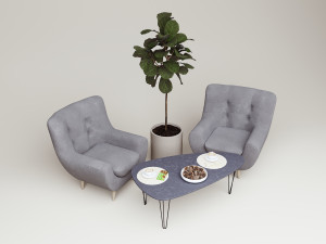 Modern armchair and loft coffee table Modelo 3D