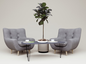 Modern armchair and loft coffee table Model 3D