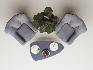 Modern armchair and loft coffee table Model 3D