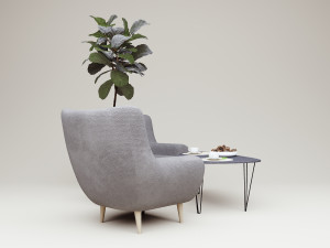 Modern armchair and loft coffee table Model 3D