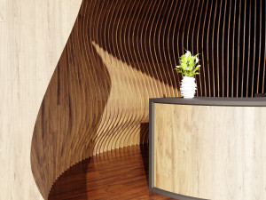 Parametric wood wall for reception Modello 3D