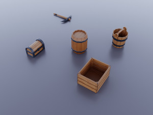 Low poly wood set Modelo 3D