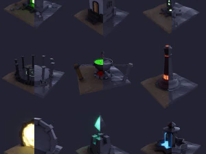 Dark low poly fantasy set model 3D Model