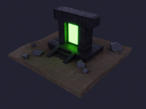 Dark low poly fantasy set model Modèle 3D