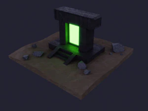 Dark low poly fantasy set model 3D Model