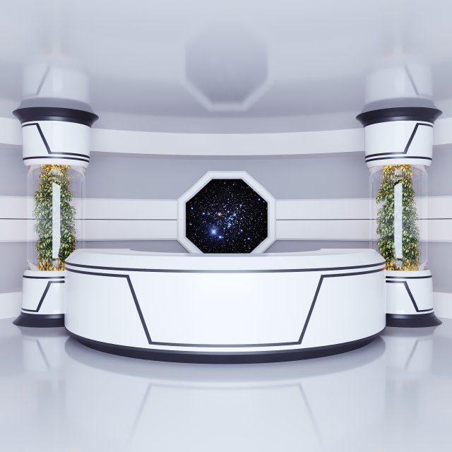 Scifi futuristic reception space interior 3D Модель .c4d .max .obj .3ds .fbx .stl .blend 