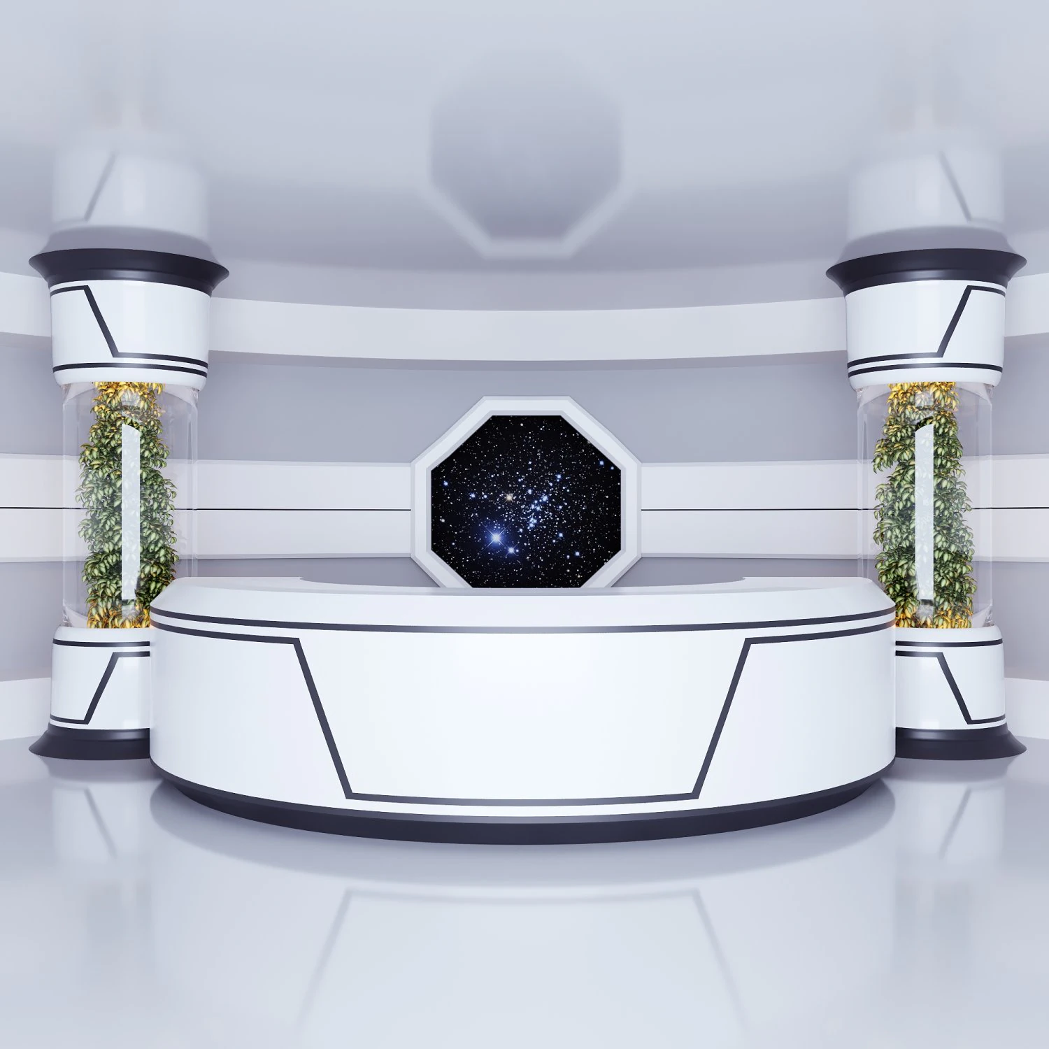 Scifi futuristic reception space interior 3D Model .c4d .max .obj .3ds .fbx .stl .blend 