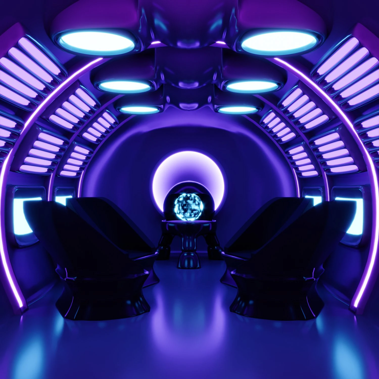 Vaisseau spatial violet int&eacute;rieur futuriste de science-fiction Modèle 3D .c4d .max .obj .3ds .fbx .stl .blend 