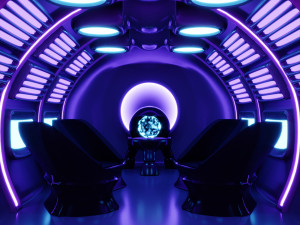 Scifi futuristic interiror purple spaceship Modelo 3D