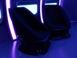 Scifi futuristic interiror purple spaceship Modelo 3D