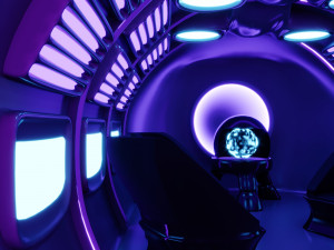 Scifi futuristic interiror purple spaceship Modelo 3D