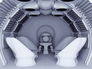 Scifi futuristic interiror purple spaceship Modelo 3D