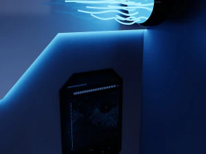 Recep&ccedil;&atilde;o de design futurista de &aacute;gua-viva cibern&eacute;tica de fic&ccedil;&atilde;o cient&iacute;fica Modelo 3D