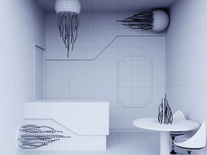 Recep&ccedil;&atilde;o de design futurista de &aacute;gua-viva cibern&eacute;tica de fic&ccedil;&atilde;o cient&iacute;fica Modelo 3D