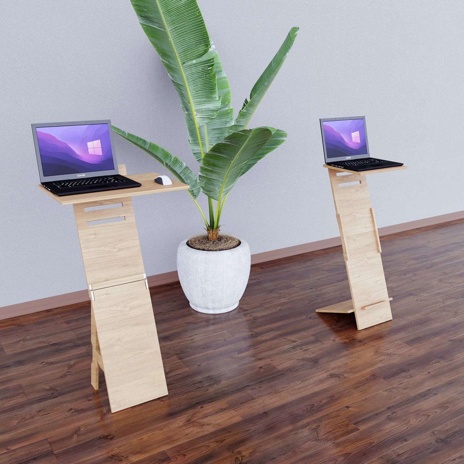 Mobile adjustable standing transforming table for laptop CNC 3D Model .c4d .max .obj .3ds .fbx .stl .blend 