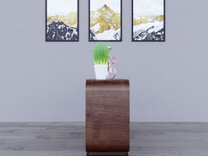 Parametric Wood Stand with a landscape of mountains and forest Model 3D