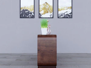 Parametric Wood Stand with a landscape of mountains and forest 3D Model
