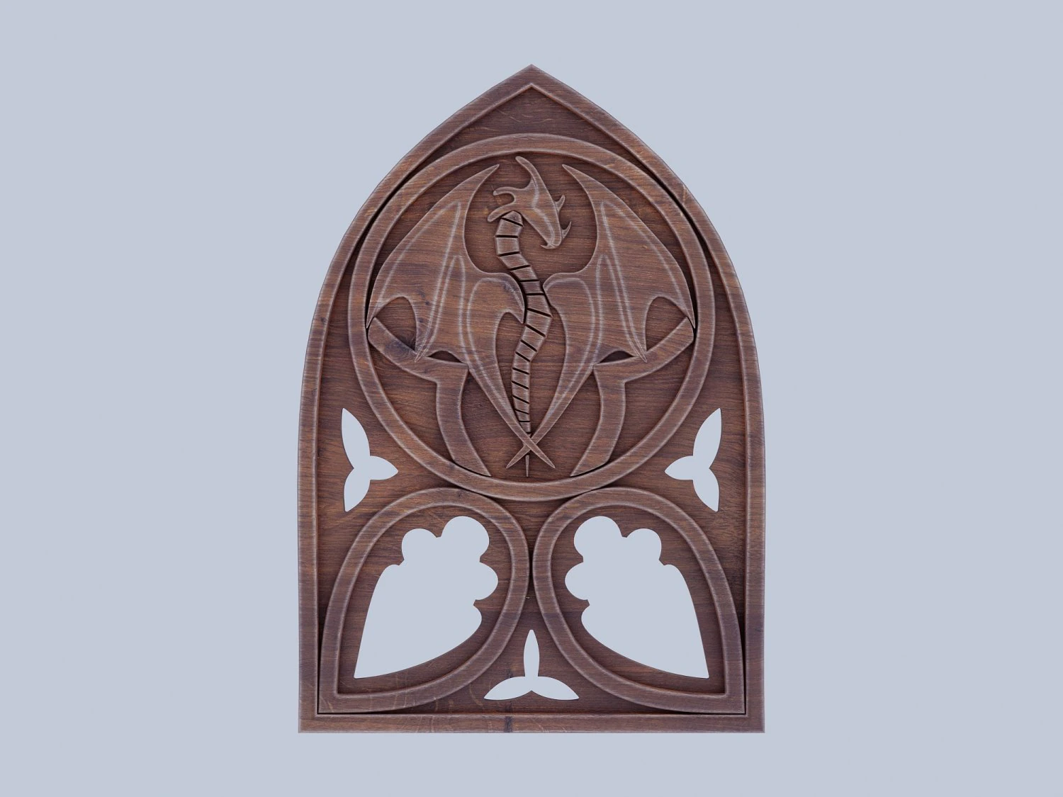 Antique style wood chair back with dragon bas-relief 3D Model .c4d .max .obj .3ds .fbx .stl .blend