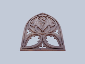 Antique style wood chair back with dragon bas-relief 3Dモデル