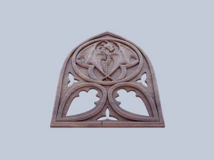 Antique style wood chair back with dragon bas-relief 3D Model