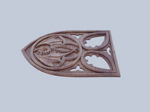 Antique style wood chair back with dragon bas-relief 3D Model