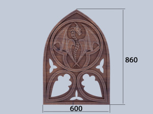 Antique style wood chair back with dragon bas-relief 3Dモデル