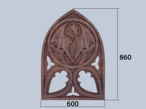 Antique style wood chair back with dragon bas-relief 3D Model