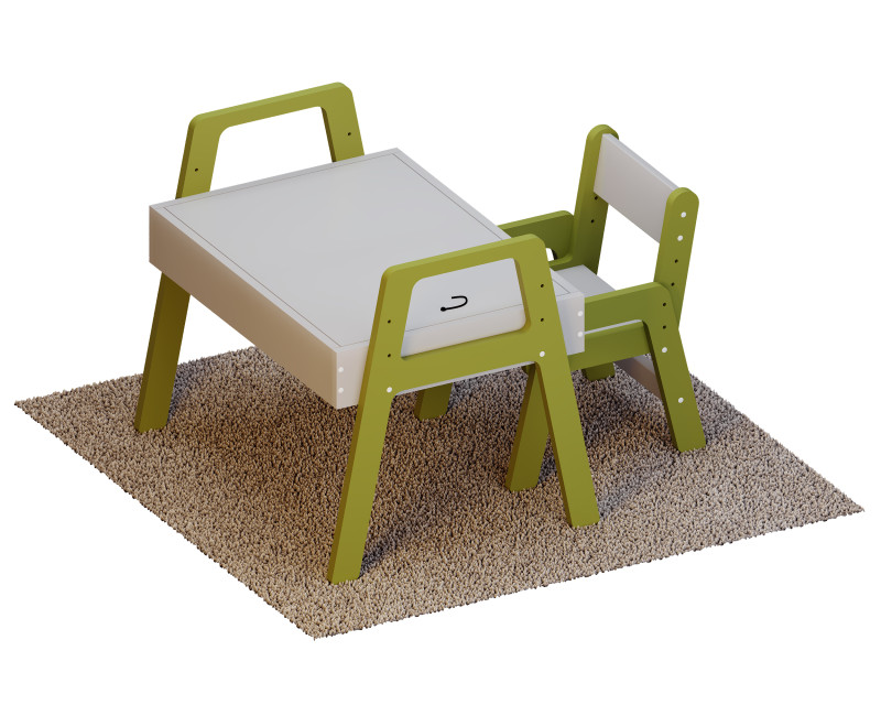 Set Meja dan Kursi Tumbuh Anak untuk CNC Model 3D .c4d .max .obj .3ds .fbx .stl .blend 