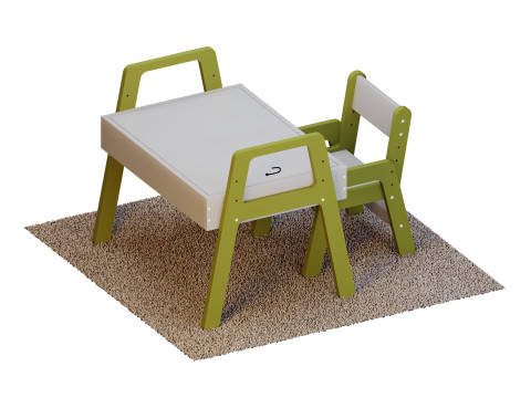 Дитячий стіл і стілець для ЧПУ 3D Модель
