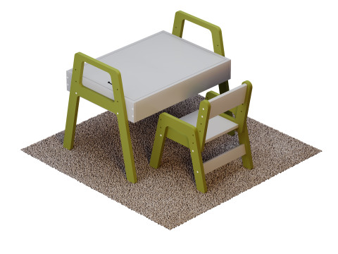 Set Meja dan Kursi Tumbuh Anak untuk CNC Model 3D