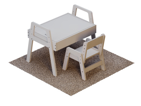 Set Meja dan Kursi Tumbuh Anak untuk CNC Model 3D