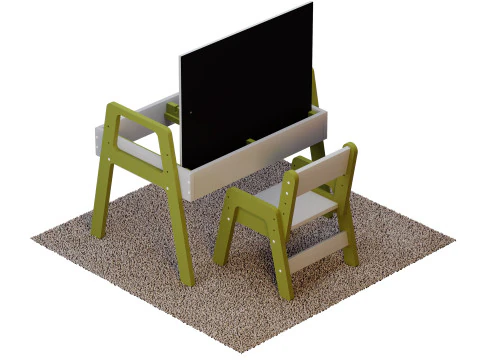 Set tavolo e sedia da coltivazione per bambini per CNC Modello 3D