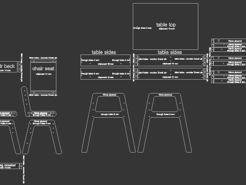 Set Meja dan Kursi Tumbuh Anak untuk CNC Model 3D