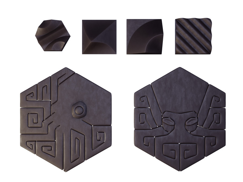 一套 3D 瓷砖体积图形不寻常模型 3D 模型 .c4d .max .obj .3ds .fbx .stl .blend 