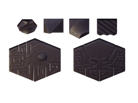 一套 3D 瓷砖体积图形不寻常模型 3D 模型