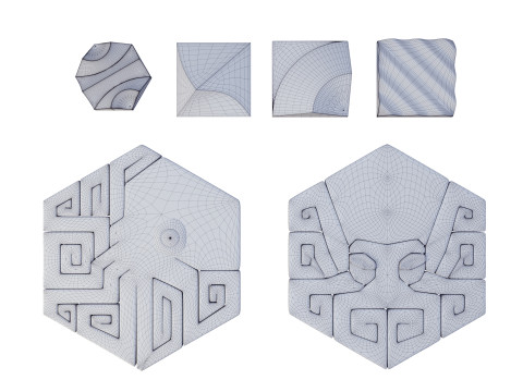 一套 3D 瓷砖体积图形不寻常模型 3D 模型