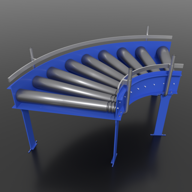 90 degree corner roller conveyor 3D 模型 .c4d .max .obj .3ds .fbx .stl .blend 