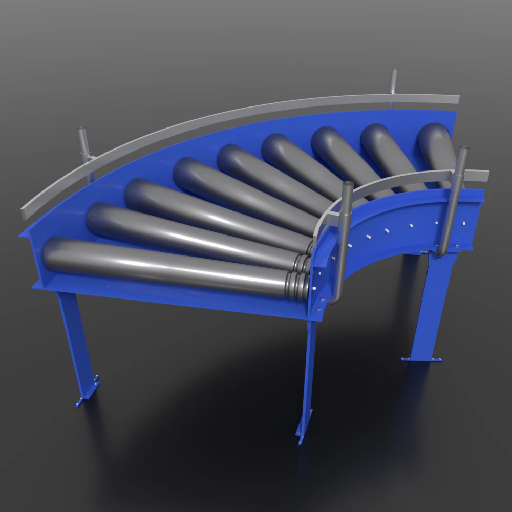 90 degree corner roller conveyor 3D Model .c4d .max .obj .3ds .fbx .stl .blend 